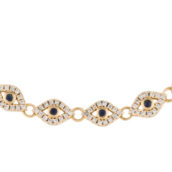 Sydney Evan Gold & Diamond Eye Link Bracelet with Blue Sapphire - Picture 4 of 5
